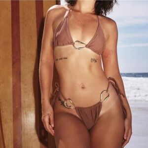 Brown Bikini with Silver Accents